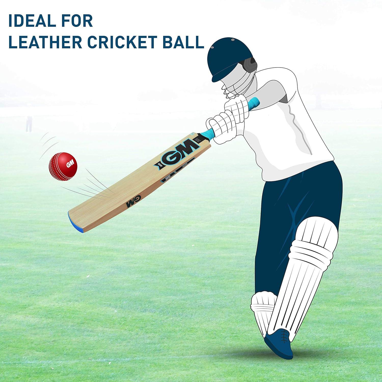 GM Neon Maestro Kashmir Willow Cricket Bat – Full Size, Lightweight, Advanced Grip, Men’s Leather Ball Bat.