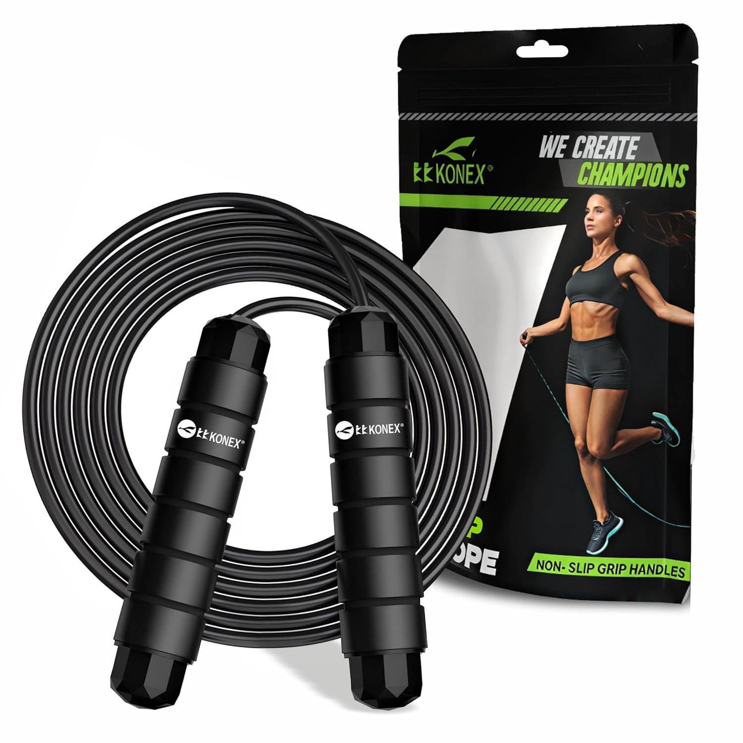 Konex CLS 826 Adjustable Skipping Rope – PVC Jump Rope with Foam Handles for Men & Women | Fitness, Home & Gym Workouts | probadminton.in.