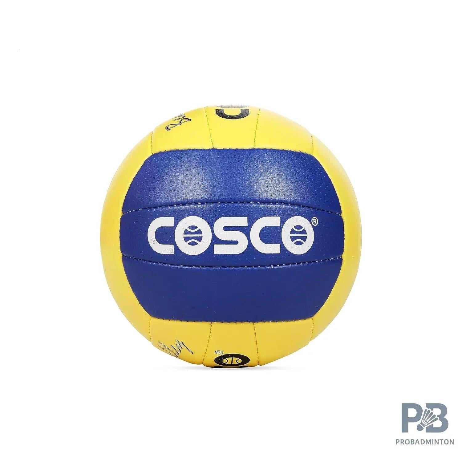 COSCO Beach Volleyball Size 4 – Blue & Yellow | Soft PU Hand-Sewn Ball with Floating Bladder for Beach & Outdoor Play.