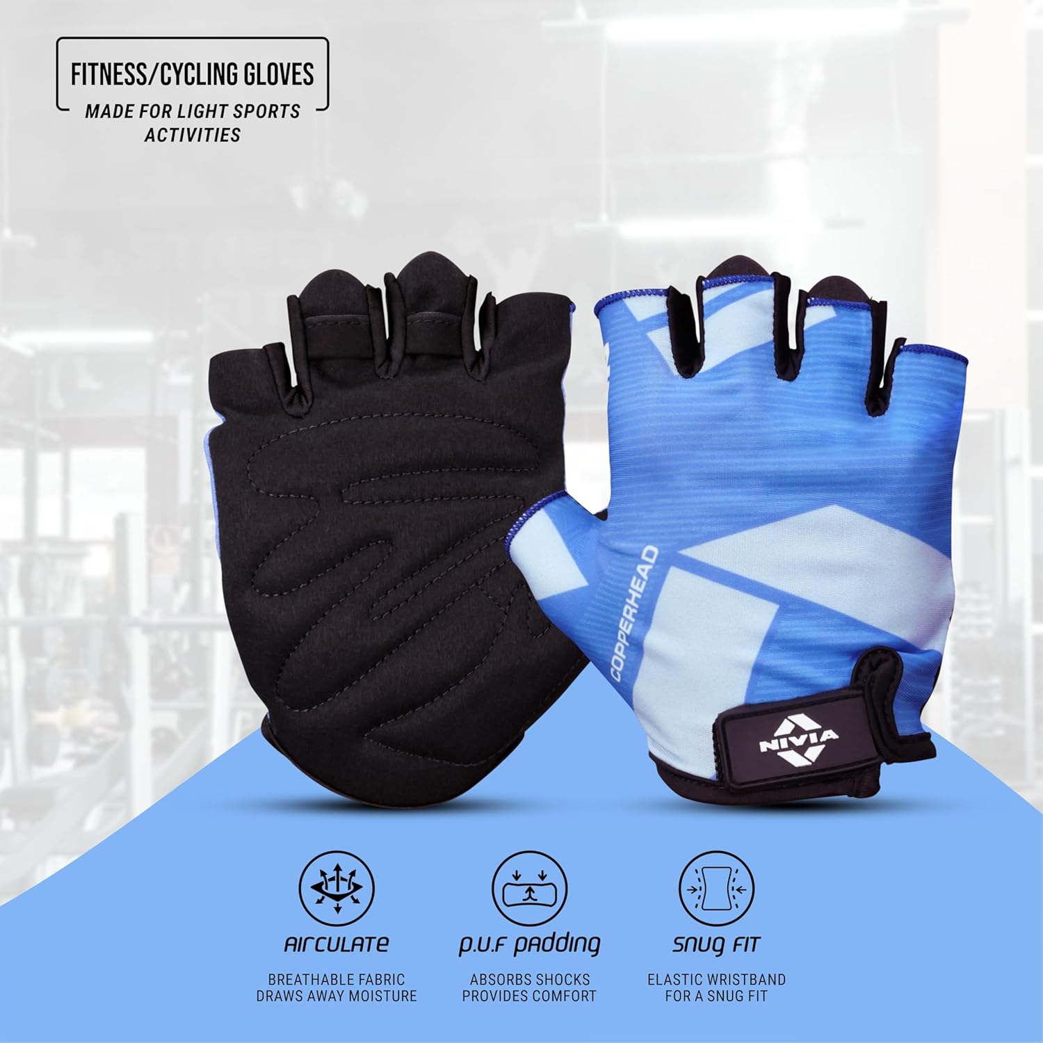 Nivia Copperhead 2.0 fitness gloves with shock-absorbing padding and secure grip