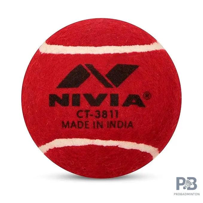 Nivia Heavy Tennis Cricket Ball (Red) -Pack of 12.