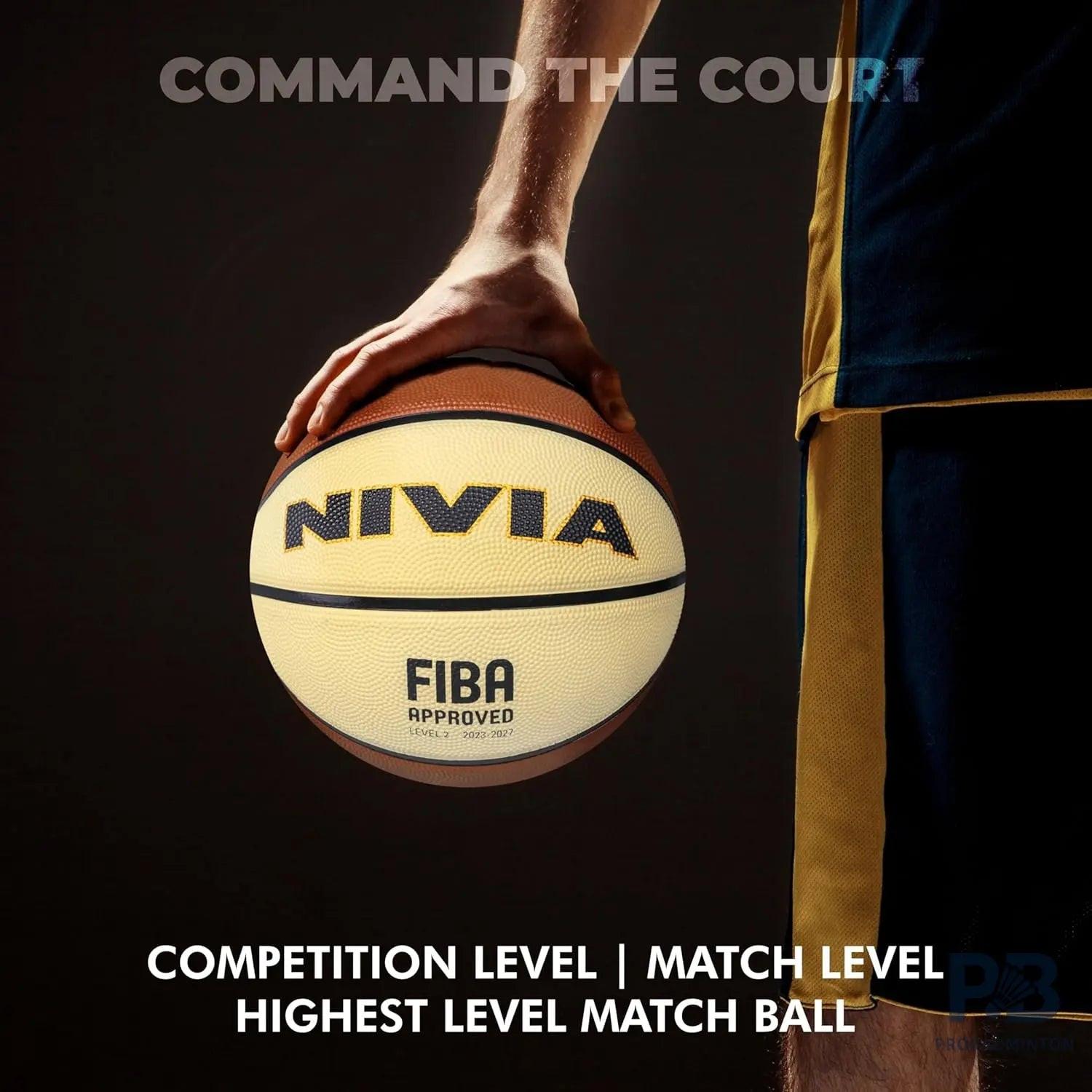 Nivia Top Grip Basketball Size 7 – FIBA Approved Rubber Basketball for Indoor & Outdoor Play | Durable, High-Grip Brown Ball.