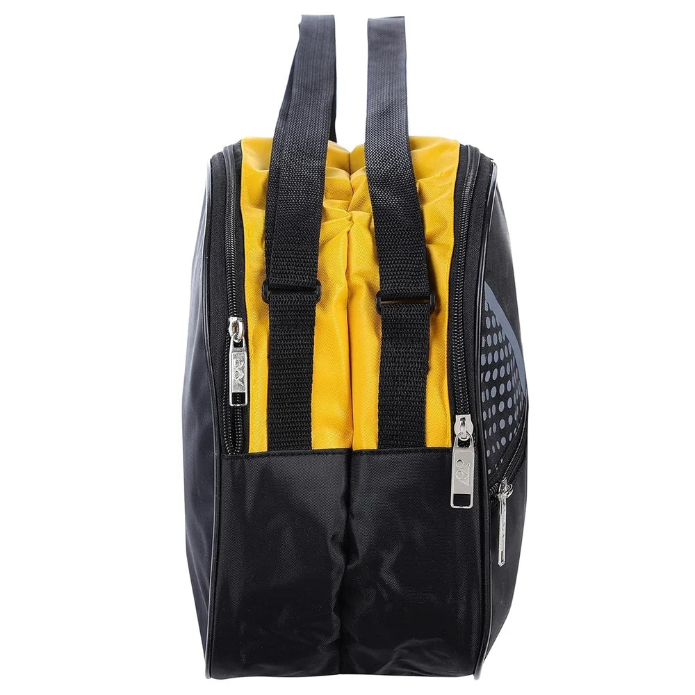 Yonex Black Yellow badminton kit bag close up