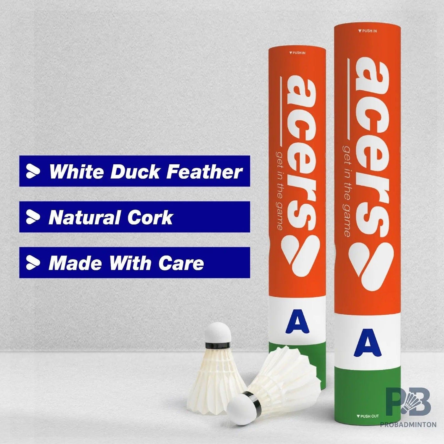 Acers Grade A Feather Shuttlecock – White, Beginner Badminton Shuttle, Pack of 12.