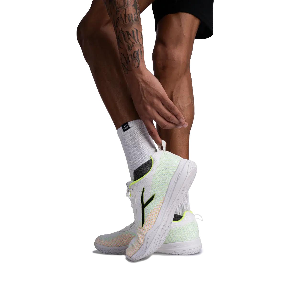 Hundred Blade Lite Badminton Shoe | White/Lime/Orange/Black.