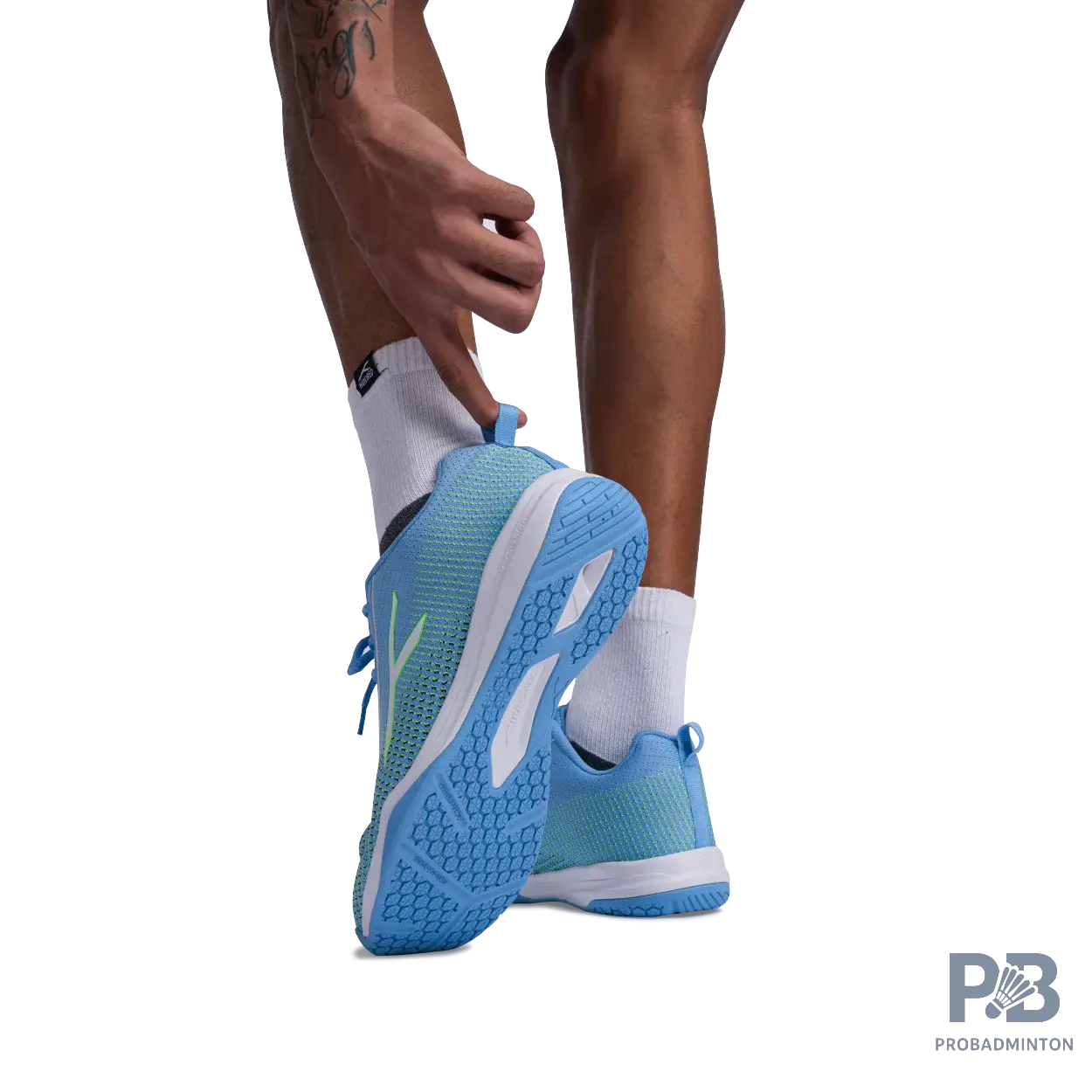 Hundred Blade Lite Badminton Shoe | Blue/Lime Green/White.