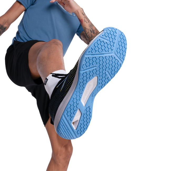 Hundred Blade Lite Badminton Shoe | BLACK/BLUE/YELLOW.