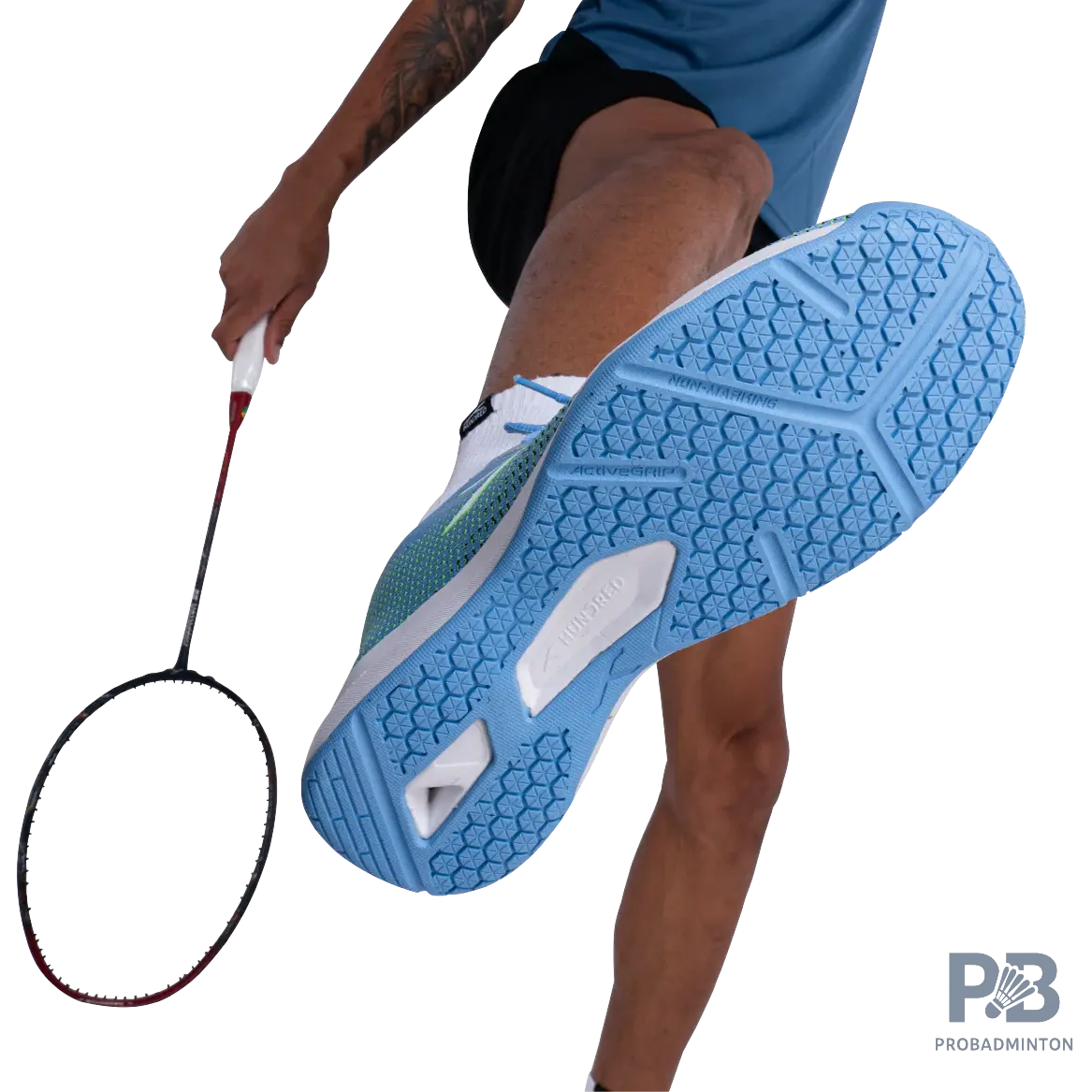 Hundred Blade Lite Badminton Shoe | Blue/Lime Green/White.
