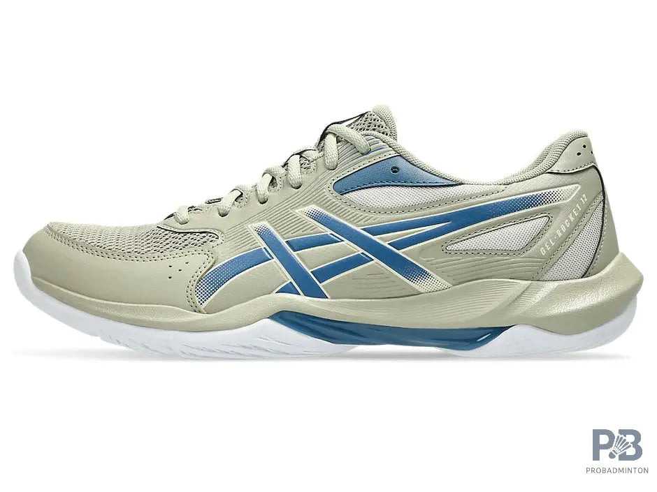 Asics Gel Rocket 12 Badminton Shoe | Khak/ Winter Sea.