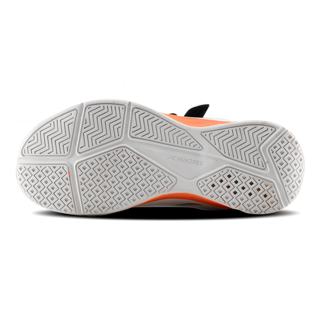 Hundred Court Champions Badminton Shoe | White/Orange/Sea Blue.