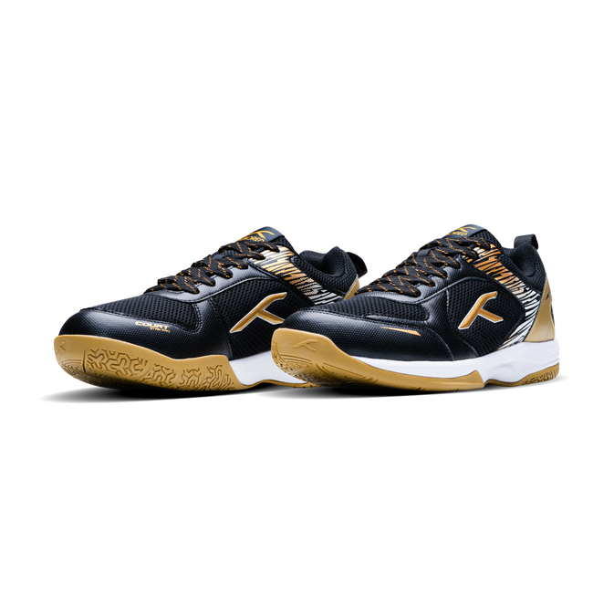Hundred COURT STAR PRO Badminton Shoe | BLACK/GOLD.