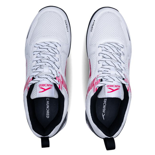 Hundred COURT STAR PRO Badminton Shoe | WHITE/BLACK/FUSHIA.
