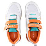 Hundred Court Champions Badminton Shoe | White/Orange/Sea Blue.