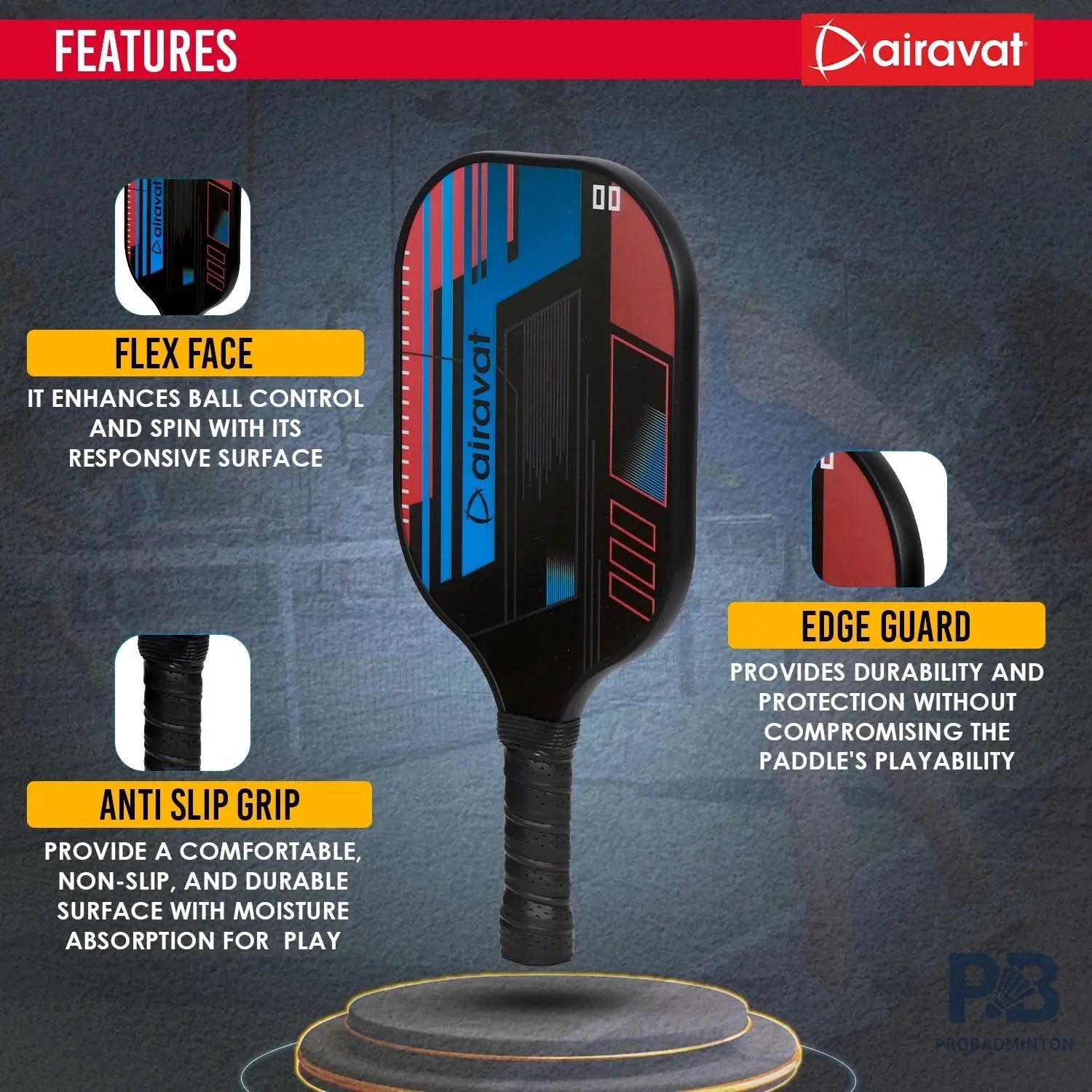 Airavat BANG Pickleball Paddle – Lightweight Fiberglass Paddle Ball in India | Best Pickleball Paddles India for Beginners.