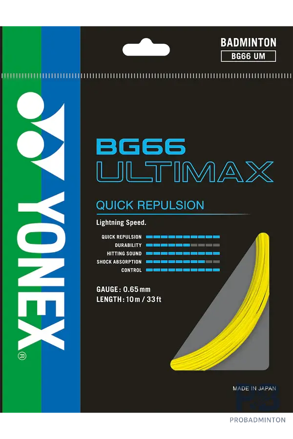 Yonex BG66 Ultimax – Ultra-Thin High-Performance Badminton String.