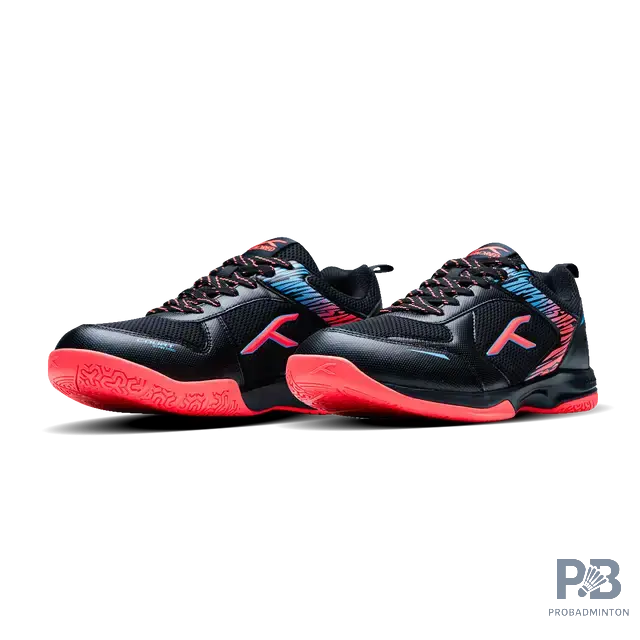 Hundred court Star Pro Badminton Shoes BLACK/SEA BLUE/ORANGE.