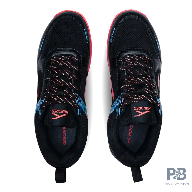 Hundred court Star Pro Badminton Shoes BLACK/SEA BLUE/ORANGE.