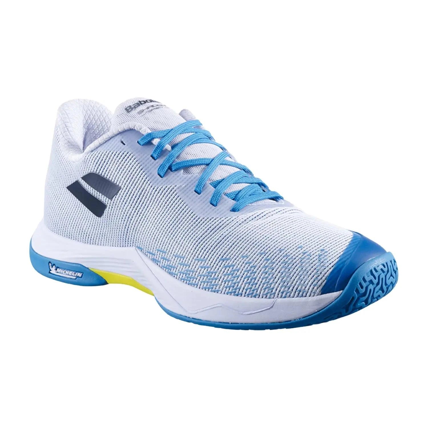 Babolat Shadow Spirit 2 Badminton Shoes (White/Algiers Blue) – Lightweight Indoor Court Shoes | Buy Online at Probadminton.in.