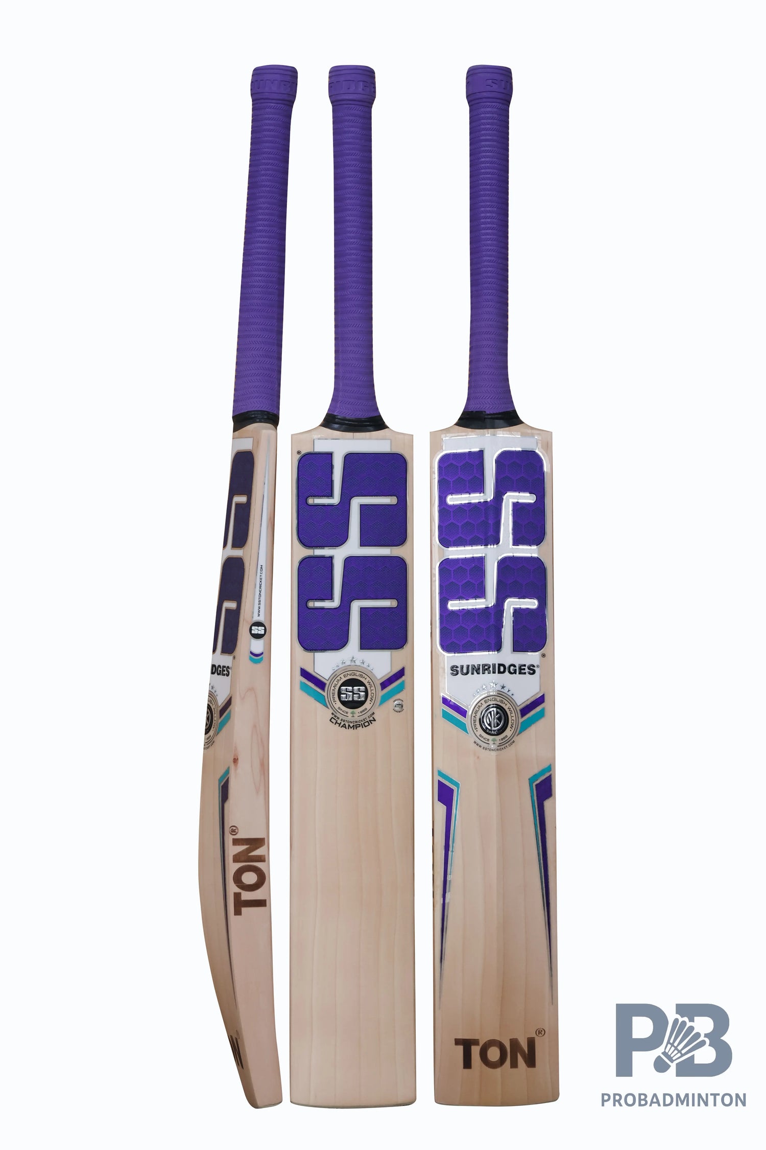 SS Champion English Willow Cricket Bat – Grade 3 Air-Dried Willow Bat with Massive TON Edges, Chrome Sticker, Premium Grip & SS Cover.