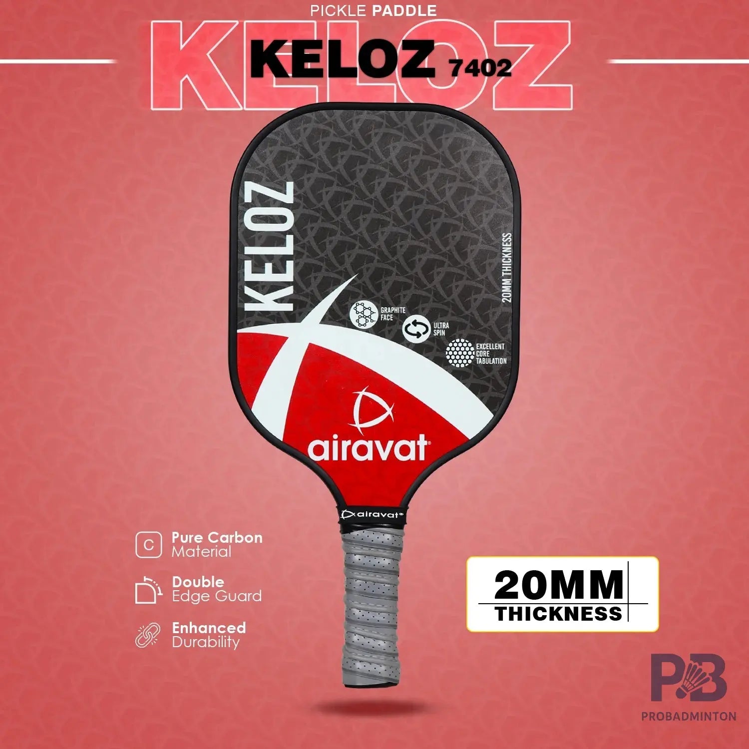 Airavat Keloz 7402 Pickleball Paddle – Carbon Graphite Paddle Ball in India | Best Pickleball Paddles India for Beginners (Black, Cyan, Lime Green).