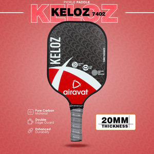 Airavat Keloz 7402 Pickleball Paddle (Black / Cyan / Lime Green)