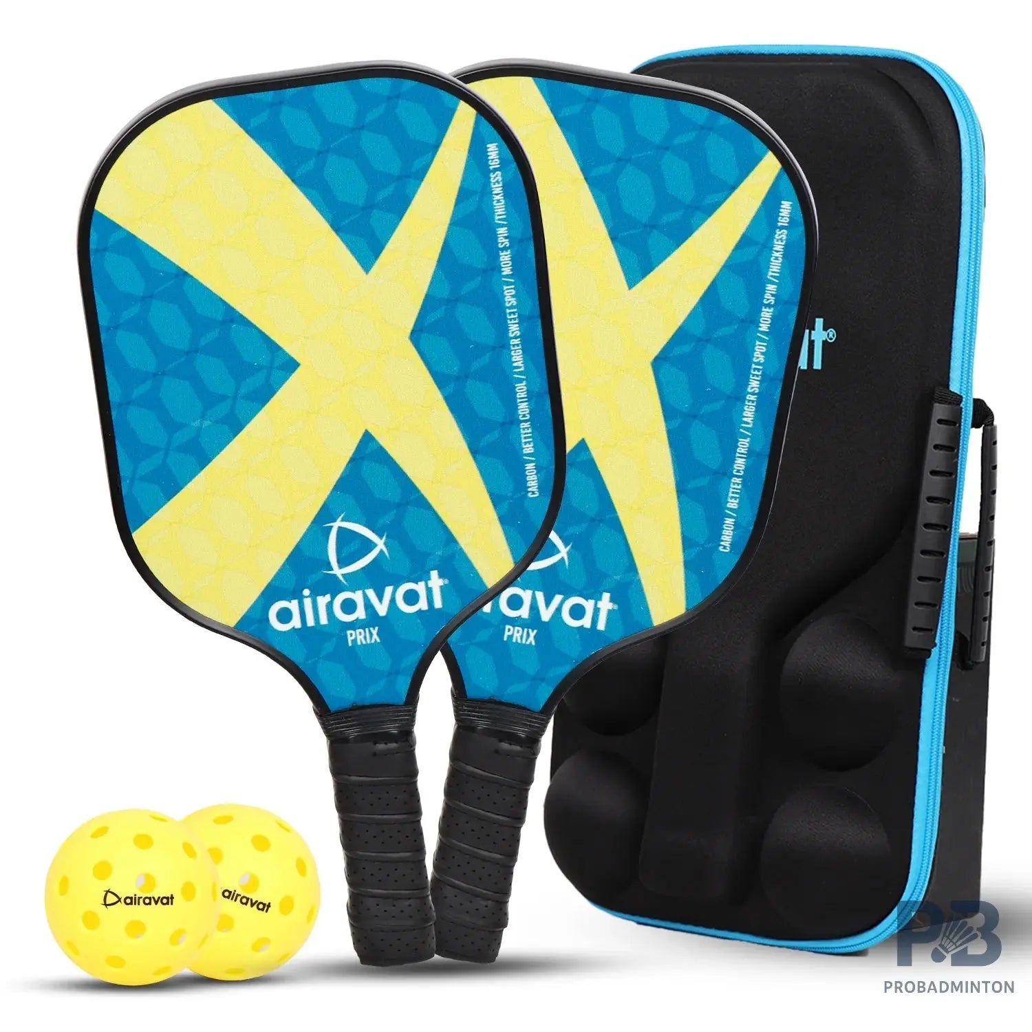 Airavat Prix Pickleball Paddle Set – 2 Paddles + 2 Balls + Bag | Best Pickleball Paddles India for Beginners | Paddle Ball in India ProBadminton.in.