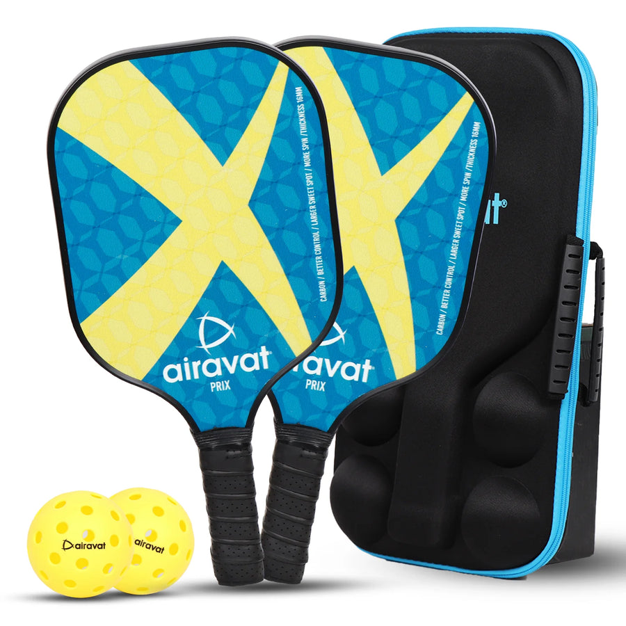 Airavat Prix Pickleball Set - 2 Paddles, 2 Balls, Carry Bag in Assorted Colour | ProBadminton.in