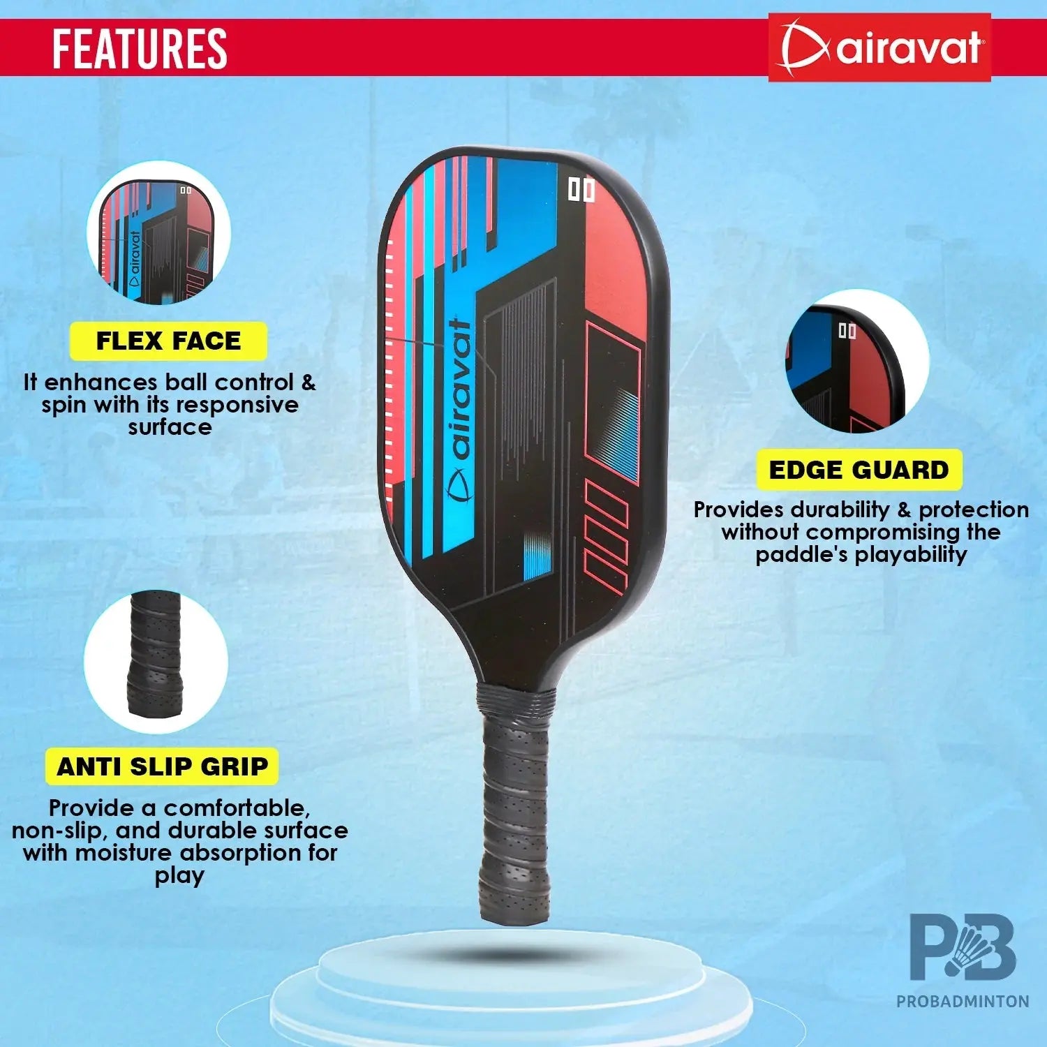 Airavat Bang Pickleball Paddle Set (Assorted Colors) – Best Pickleball Paddles India for Beginners.