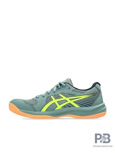 Asics UPCOURT 6 Indoor Court Shoe (Celadon / Safety yellow).