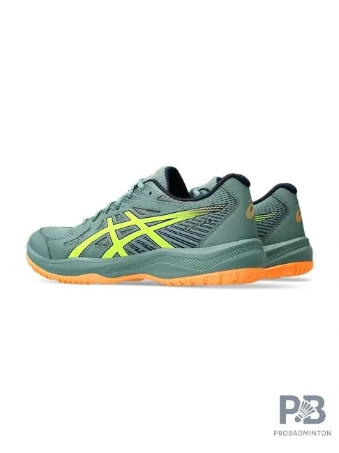 Asics UPCOURT 6 Indoor Court Shoe (Celadon / Safety yellow).