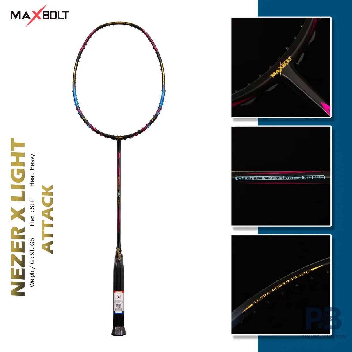 Maxbolt Nezer X Light Unstrung Badminton Racket.