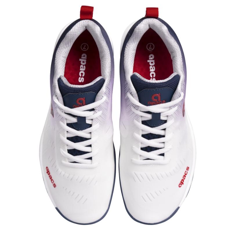 APACS Performance 676 White Blue badminton shoe side view