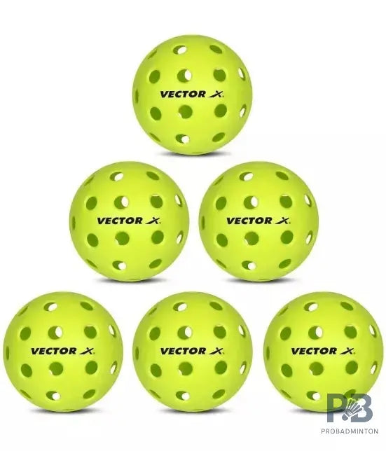 Vector X Pickleball Ball Pack of 6 | Outdoor 40-Hole Design | Best Pickleball Ball in India Online.