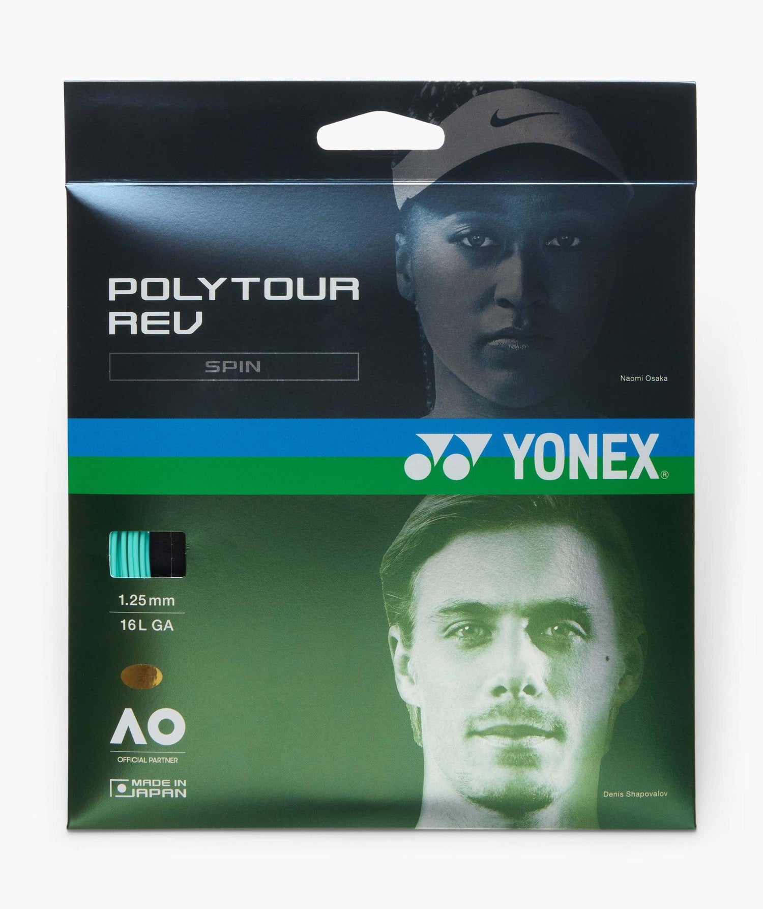 Yonex PolyTour Rev 16L 1.25mm 12m Tennis String Set - Mint.