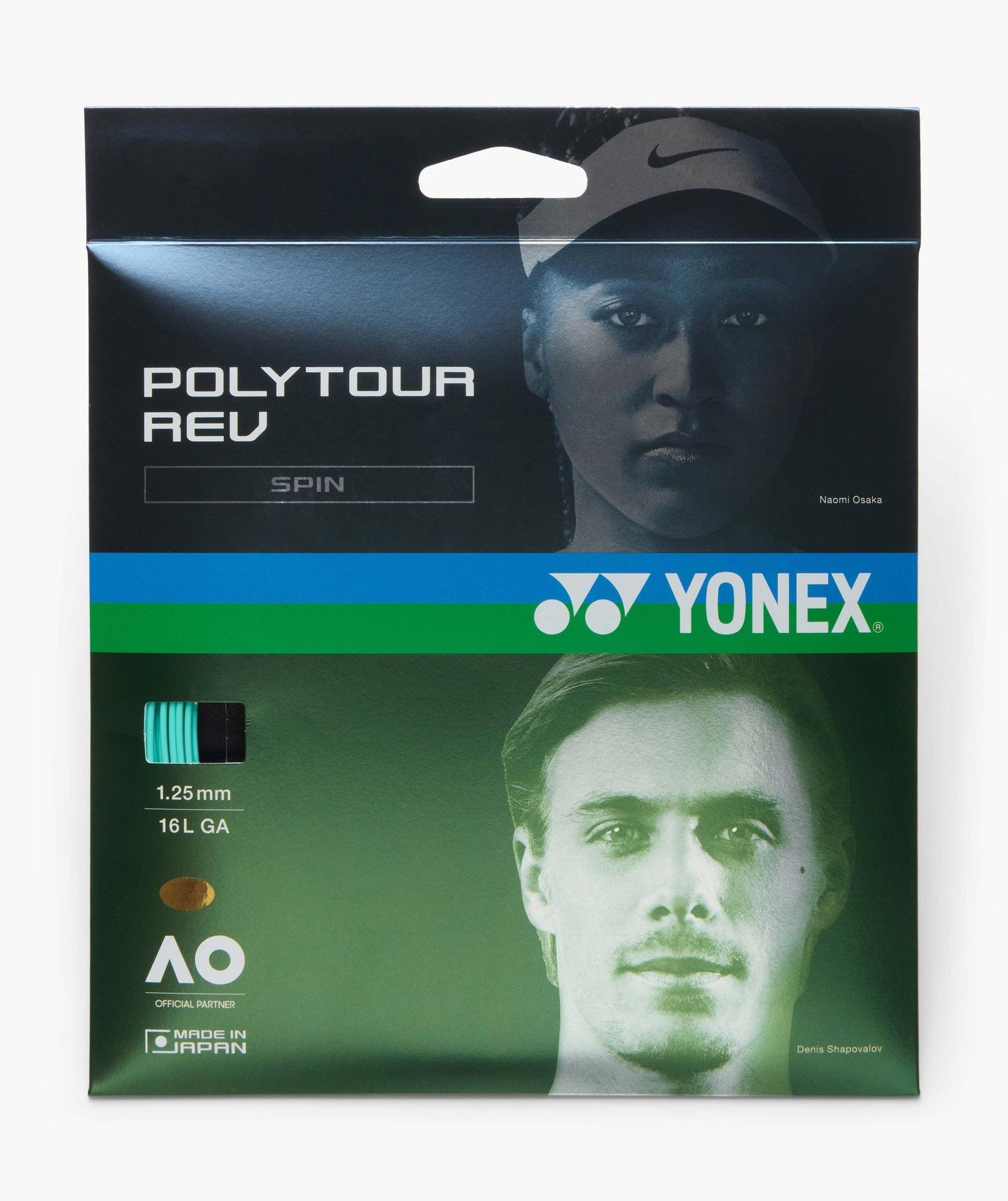 Yonex PolyTour Rev 16L 1.25mm 12m Tennis String Set - Mint.
