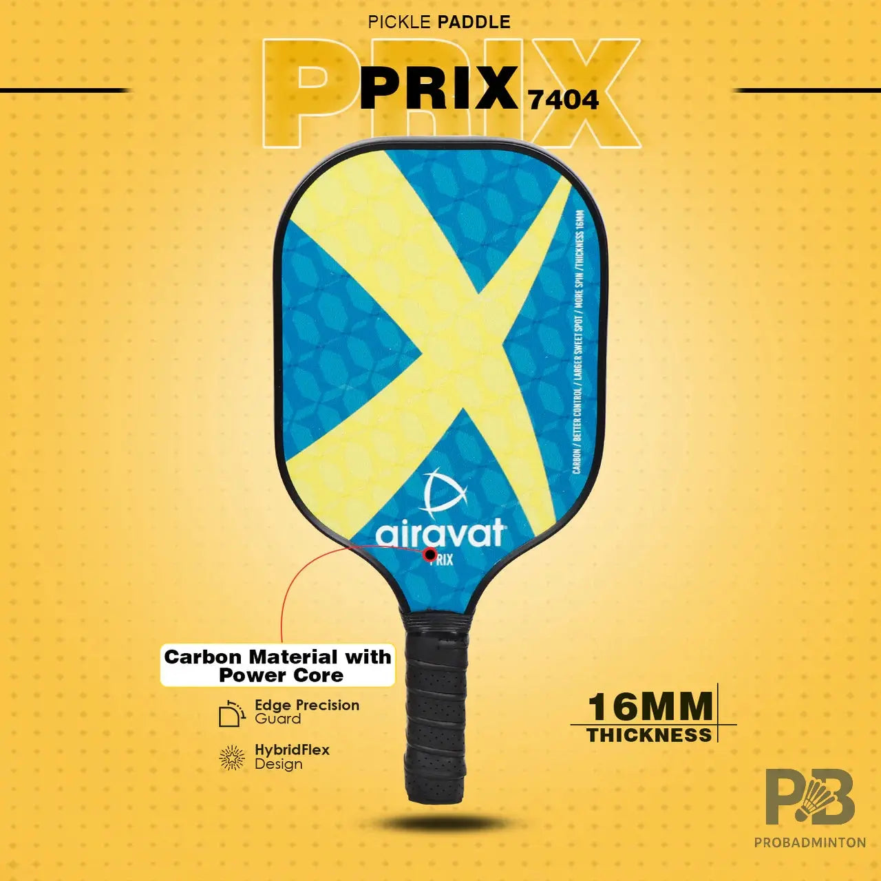 Airavat Prix Pickleball Paddle Set – 2 Paddles + 2 Balls + Bag | Best Pickleball Paddles India for Beginners | Paddle Ball in India ProBadminton.in.