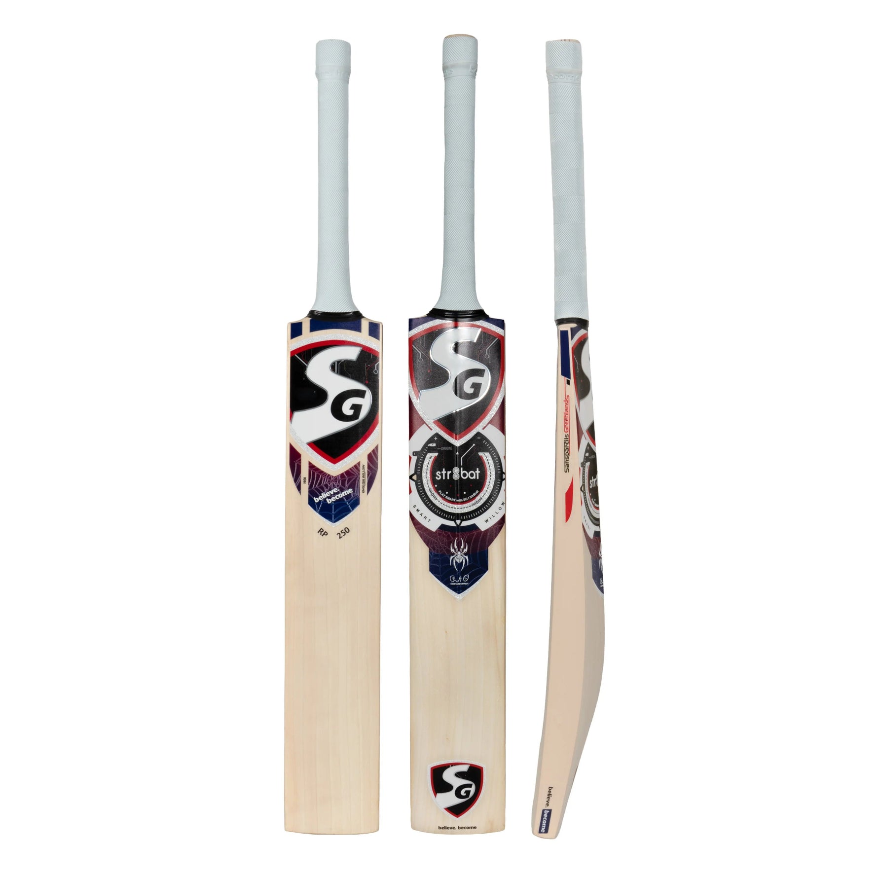 SG RP 250 English Willow Str8bat Sensor Cricket Bat – Hand-Selected Willow, Extended Sweet Spot & Premium Cane Handle.