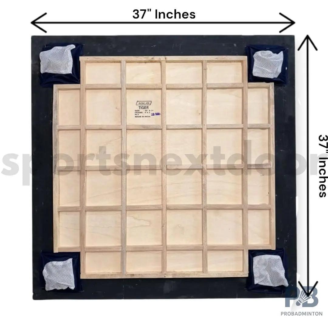 Siscaa Tiger Carrom Board – 4x2 Frame, 20mm Full-Size Scratch-Proof Smooth Finish for Clubs & Resorts.