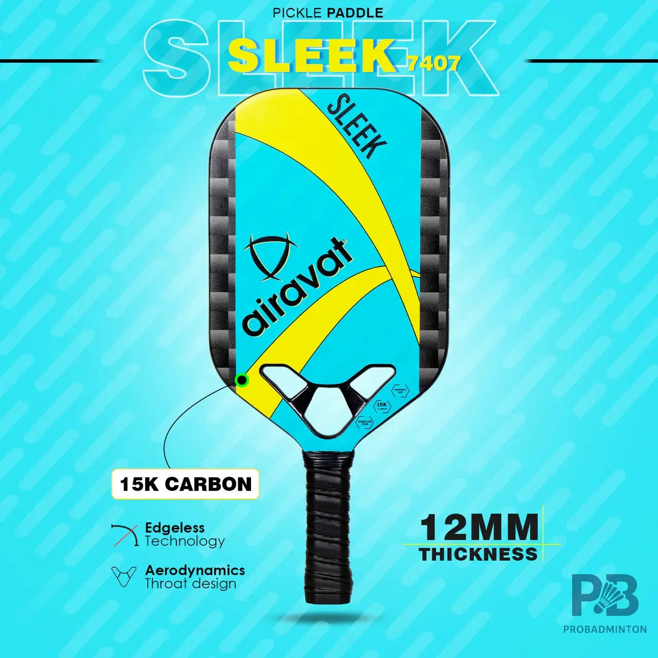 Airavat Sleek 7407 Pickleball Paddle – | Best Pickleball Paddles India for Beginners (Red/Yellow).