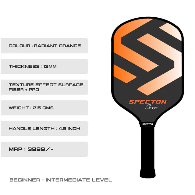 Specton Classic Series Pickleball Paddle – Radiant Orange