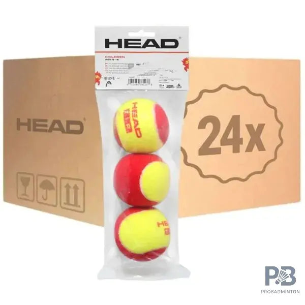 HEAD T.I.P. 1 RED Pressureless Tennis Ball - Beginner Kids Tennis Ball 75% Slower.