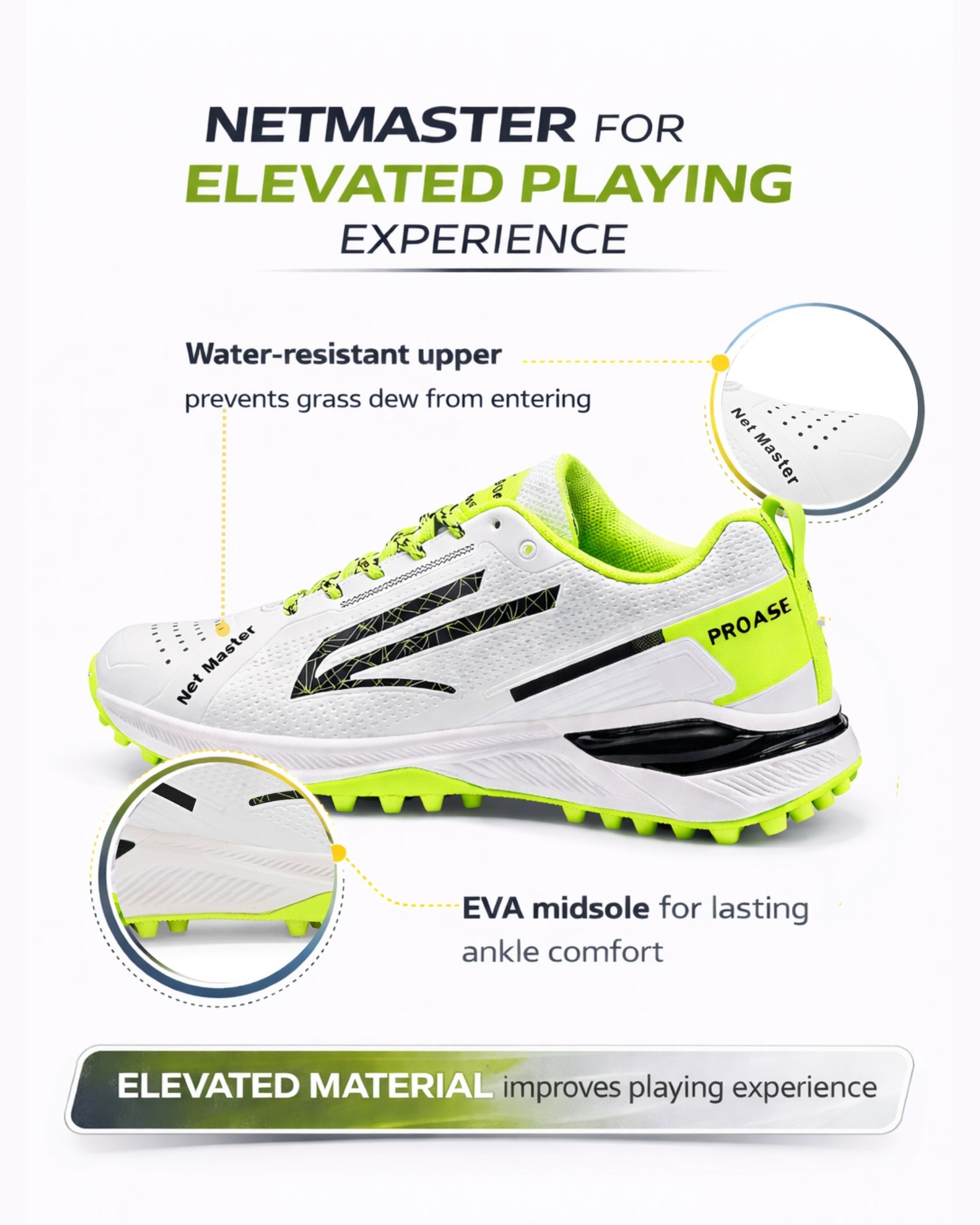 net master green cricket shooes
