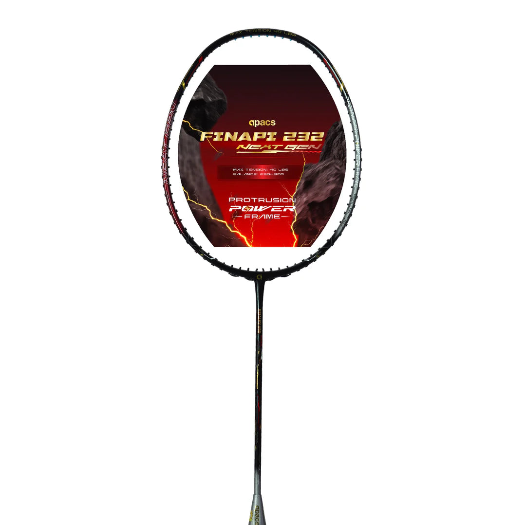 apacs finapi232 40lbs tenshun badmintn racket


