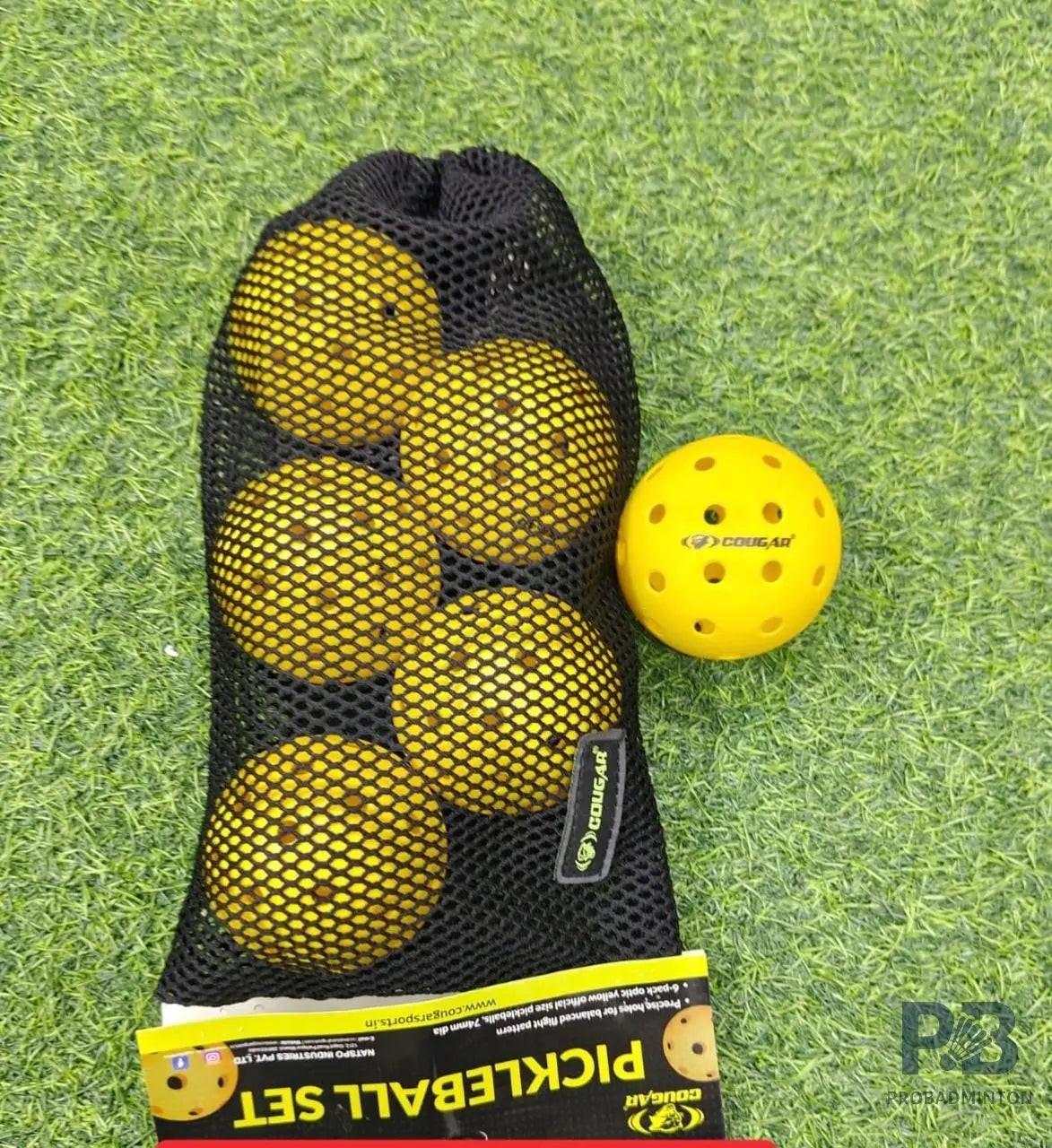 Cougar PB009 Pickleballs Pack of 6 | Best Pickleball Ball in India for Beginners & Intermediate | Durable Outdoor Play.