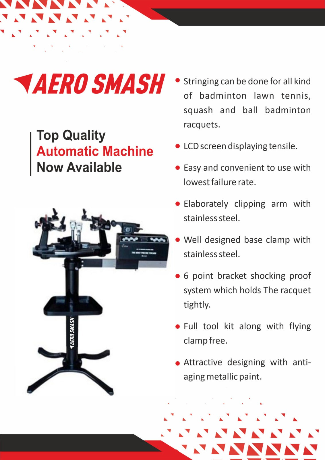 aerosmash electronic badminton racket stringing machien