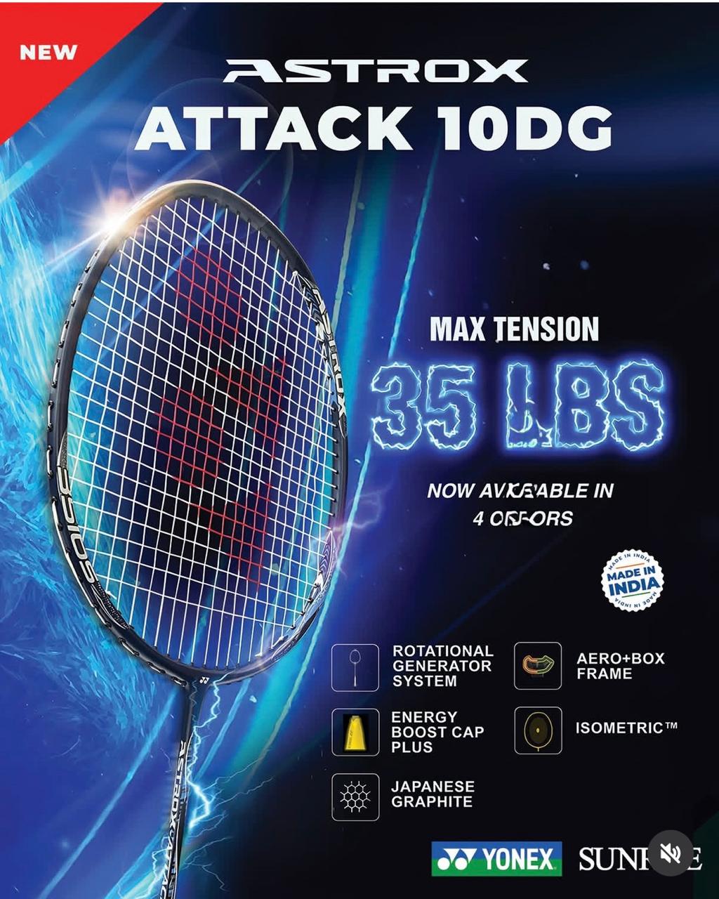 Yonex Astrox Attack 10 DG Badminton Racket G4 4U- Silver – Aggressive Power Racket for Attacking Players | Probadminton