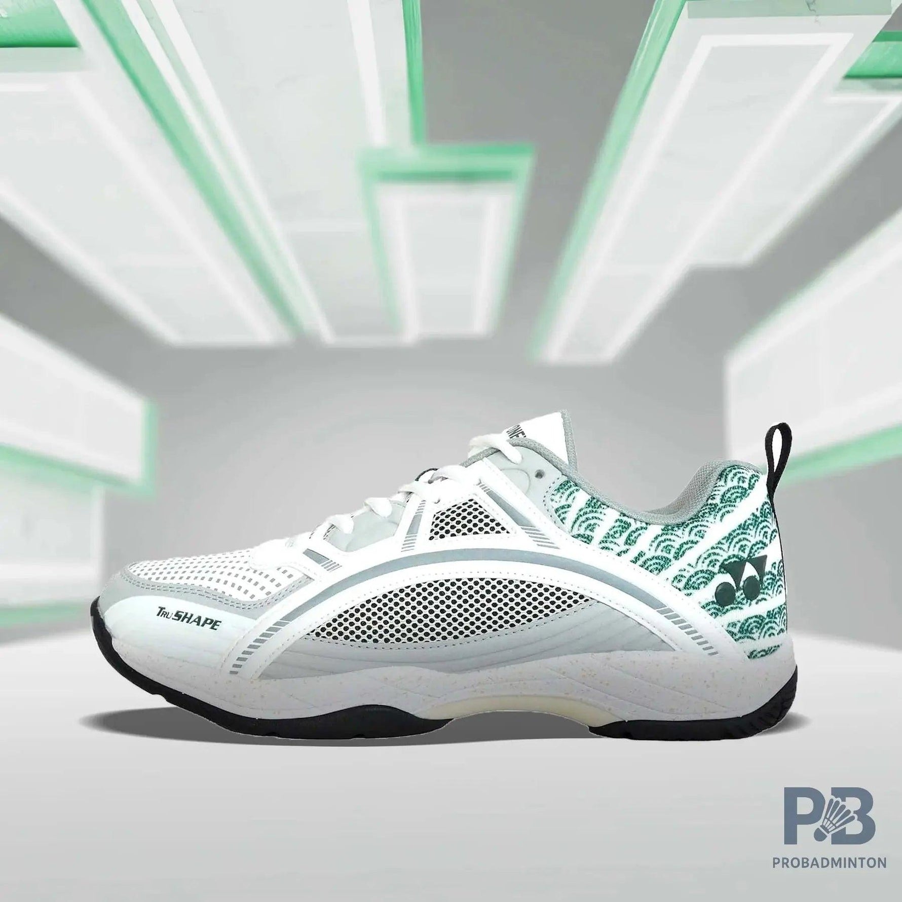 Yonex Tokyo Ultima Badminton Shoes for Men (White/Porpoise/Vintage Green).