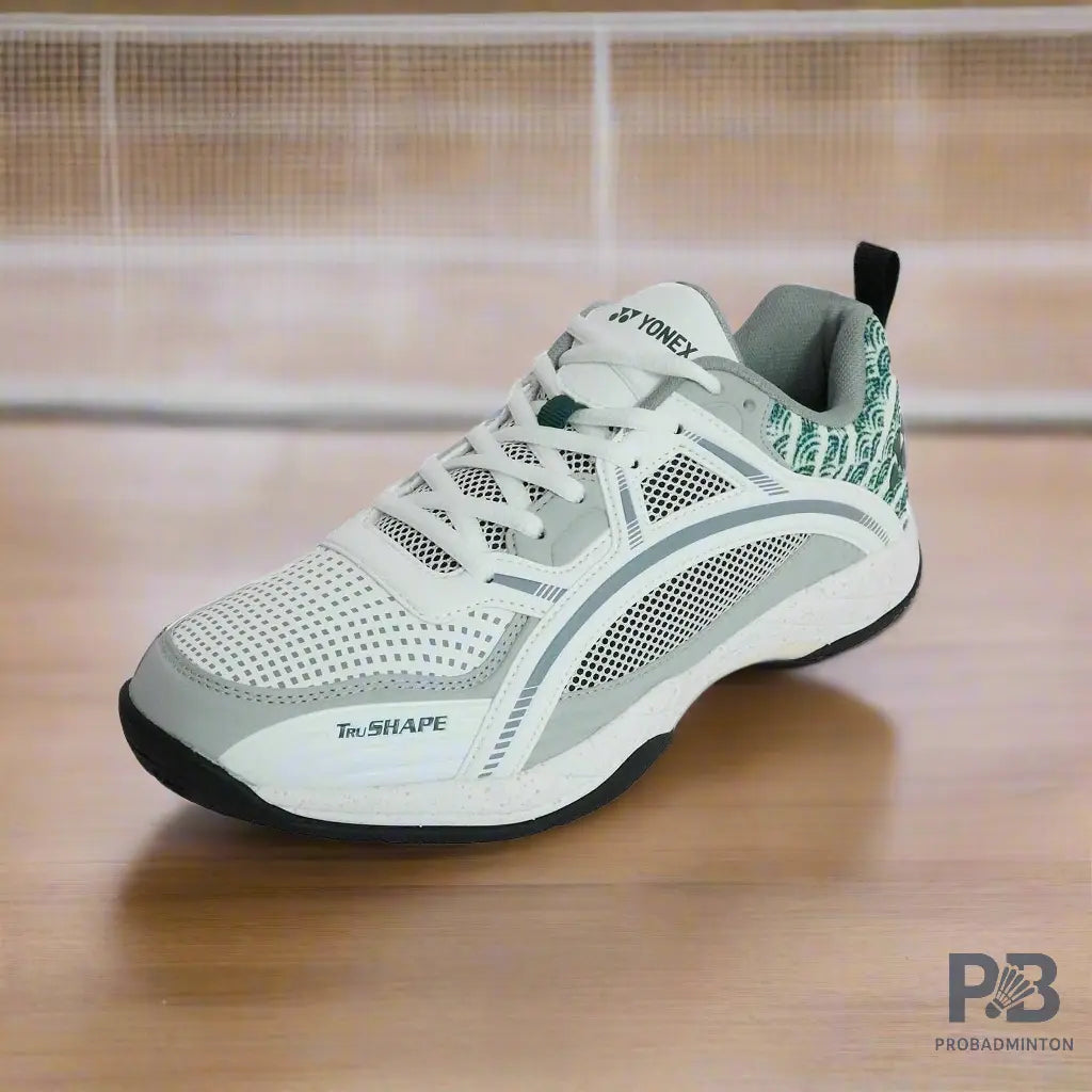 Yonex Tokyo Ultima Badminton Shoes for Men (White/Porpoise/Vintage Green).