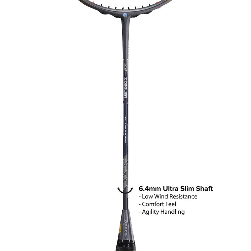 apacs ziggler blak oranj glossy unstrung stiff shaf

