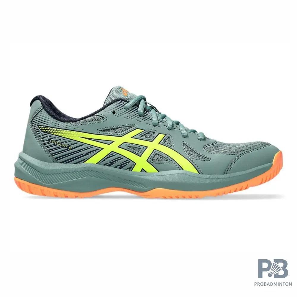 Asics UPCOURT 6 Indoor Court Shoe (Celadon / Safety yellow).